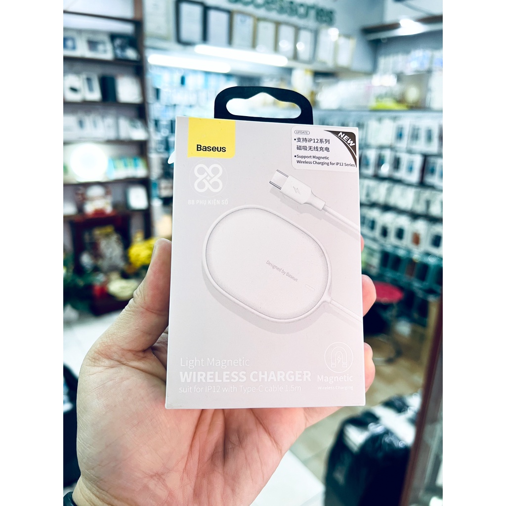 Baseus Light Magnetic Wireless Charger 15W sạc không dây cho iphone 12 13 Series