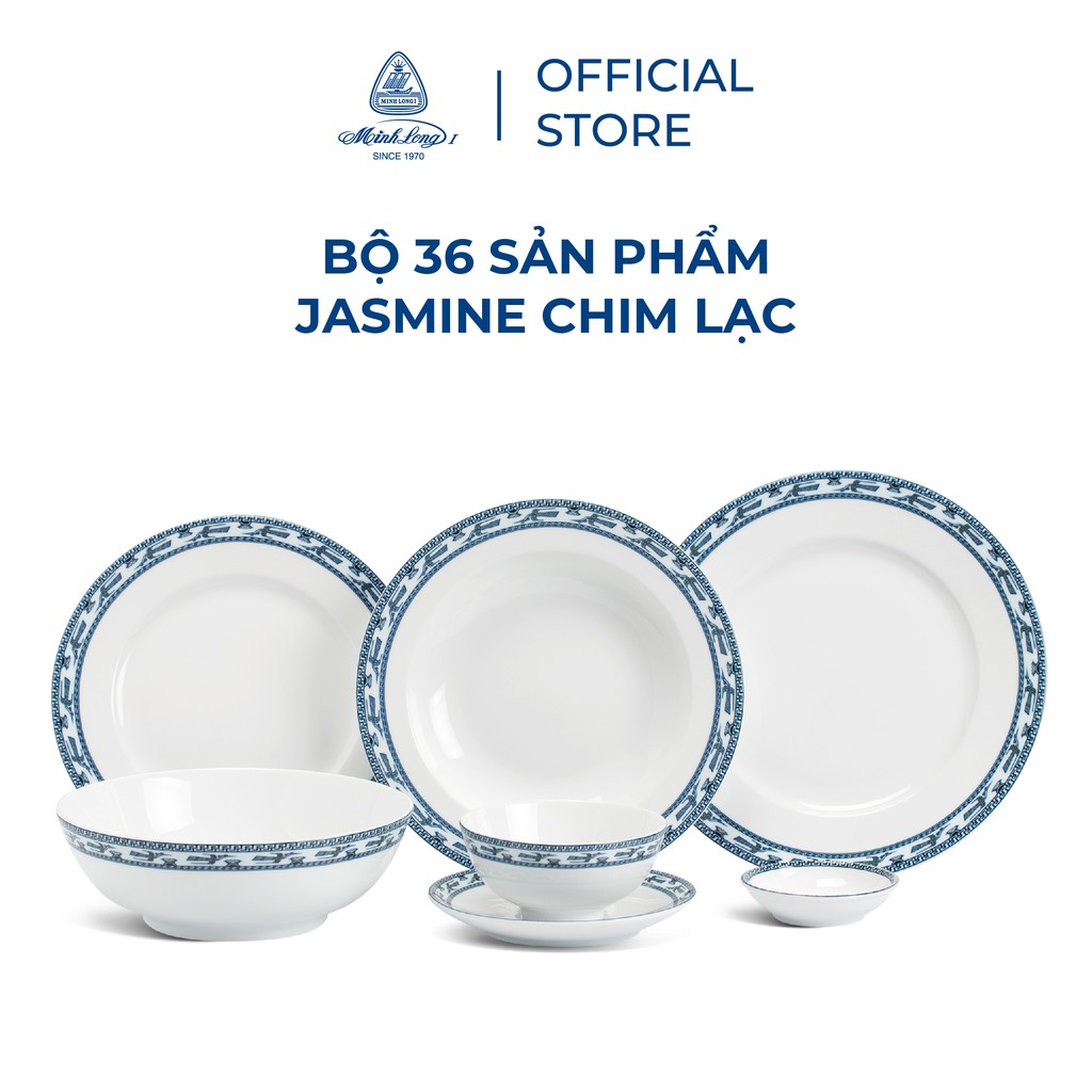 Bộ chén dĩa sứ Minh Long 36 sản phẩm - Jasmine - Chim Lạc