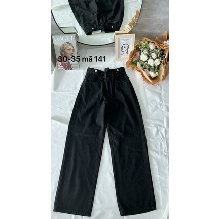 Quần Baggy Jean Nữ Bigsize Lưng Cao Kiểu 2 Nút Ống Suông Chất Dày Dặn Đứng Form Ms141