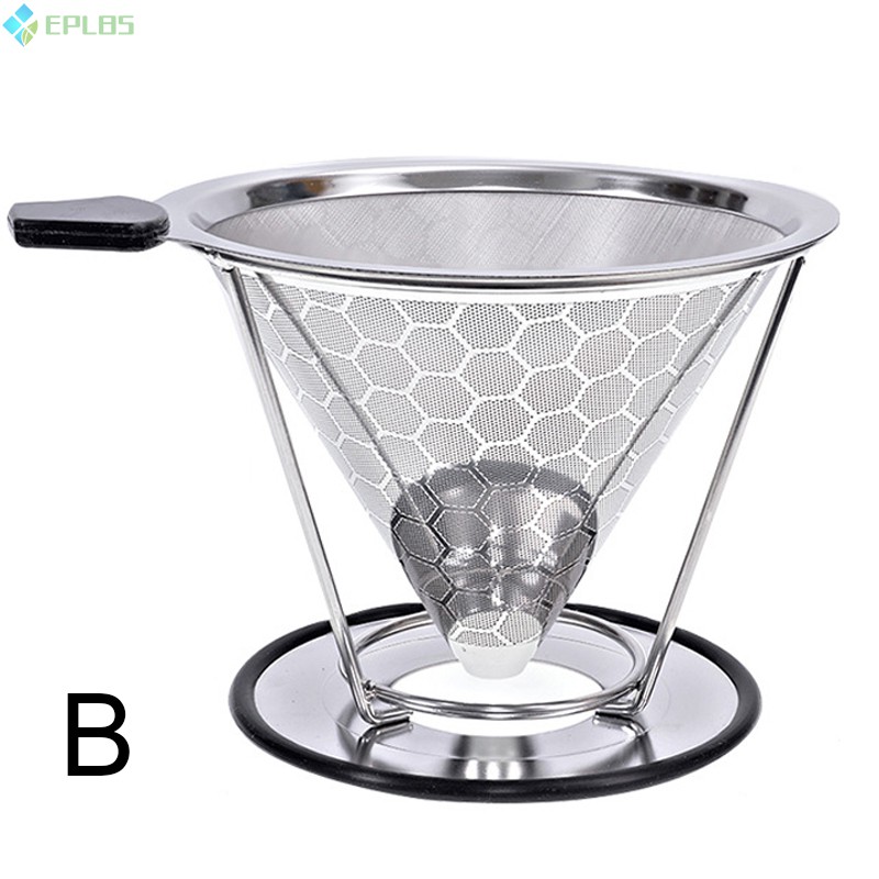 EPLBS Stainless Steel Coffee Filter Reusable Pour Over Coffee Filter Cone Coffee Dripper with Removable Cup Stand