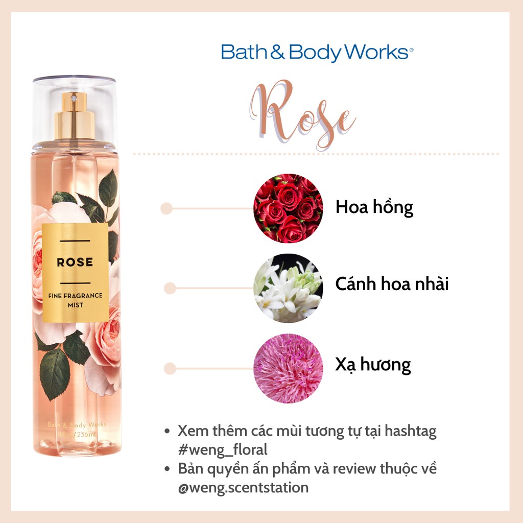 Xịt thơm toàn thân Bath & Body Works mùi Rose | BigBuy360 - bigbuy360.vn