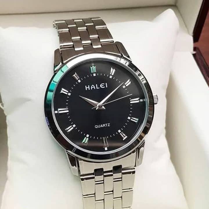 Đồng Hồ Nam Nữ HALEI H1d Dây Trắng Bạc Khung Thép Gỉ Cao Cấp Lịch Lãm Sang Trọng
