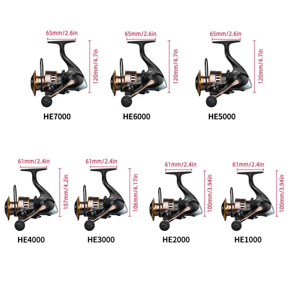 Máy Câu Cá HE500-7000 Series Max Drag 10kg 5.2:1 Tốc Độ Cao