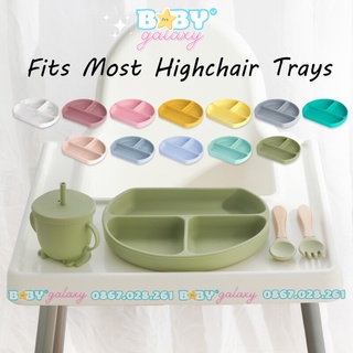 (Freeship) Khay silicon có đế hít chống lật đổ,Combo Khay Yếm ăn dặm nhiều màu cho bé - Baby Galaxy Official