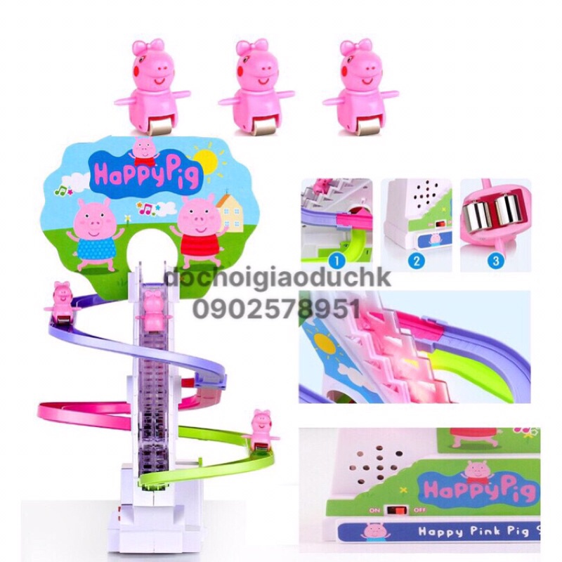 Đồ chơi heo peppa, đôrêmon, hello kitty, micky, thomas, chó cứu hộ, đốm leo thang nhạc đèn