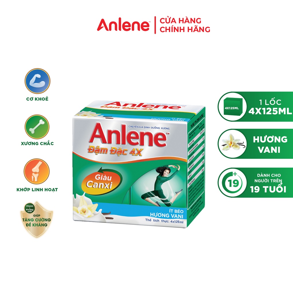 Thùng 48 hộp sữa nước Anlene hương Vani đậm đặc ít béo 125ml