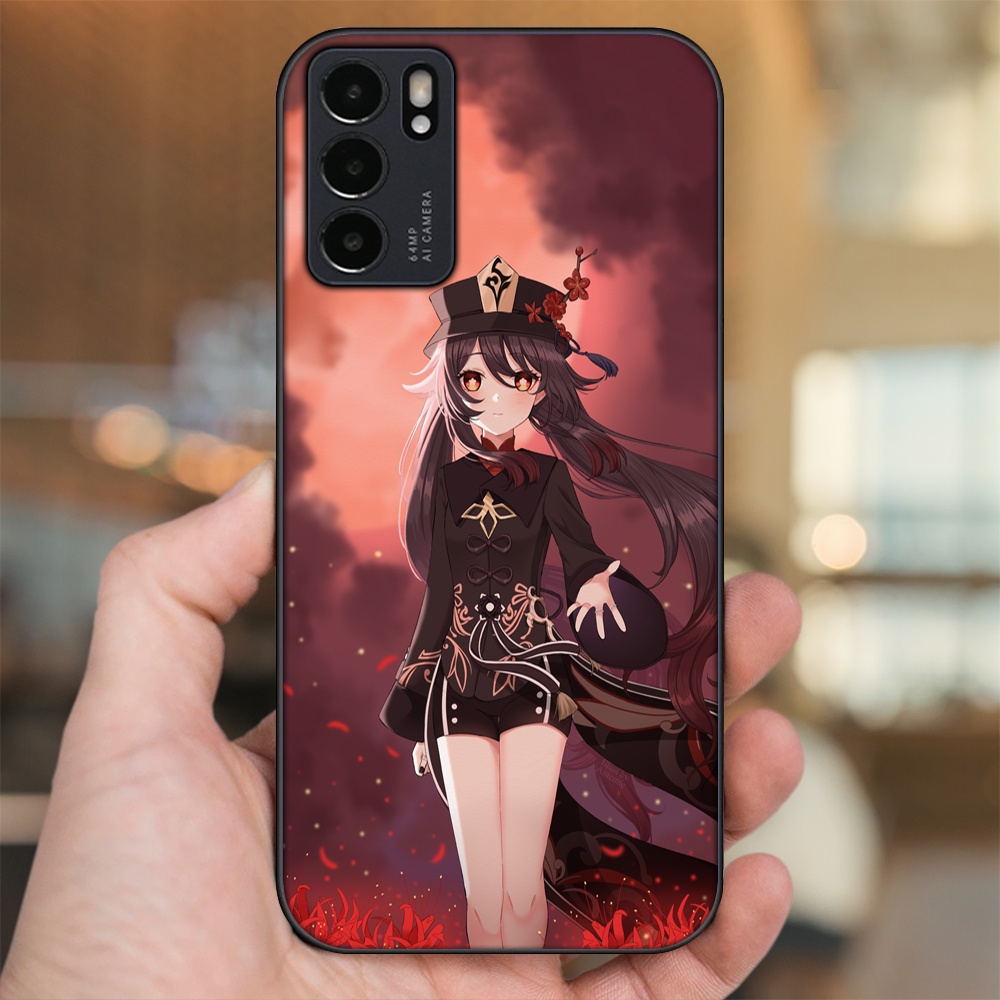 Ốp lưng Oppo Reno 6 5G viền đen in hình Hutao Genshin Impact