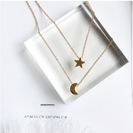 Dây chuyền hai lớp đính mặt trăng và trái tim