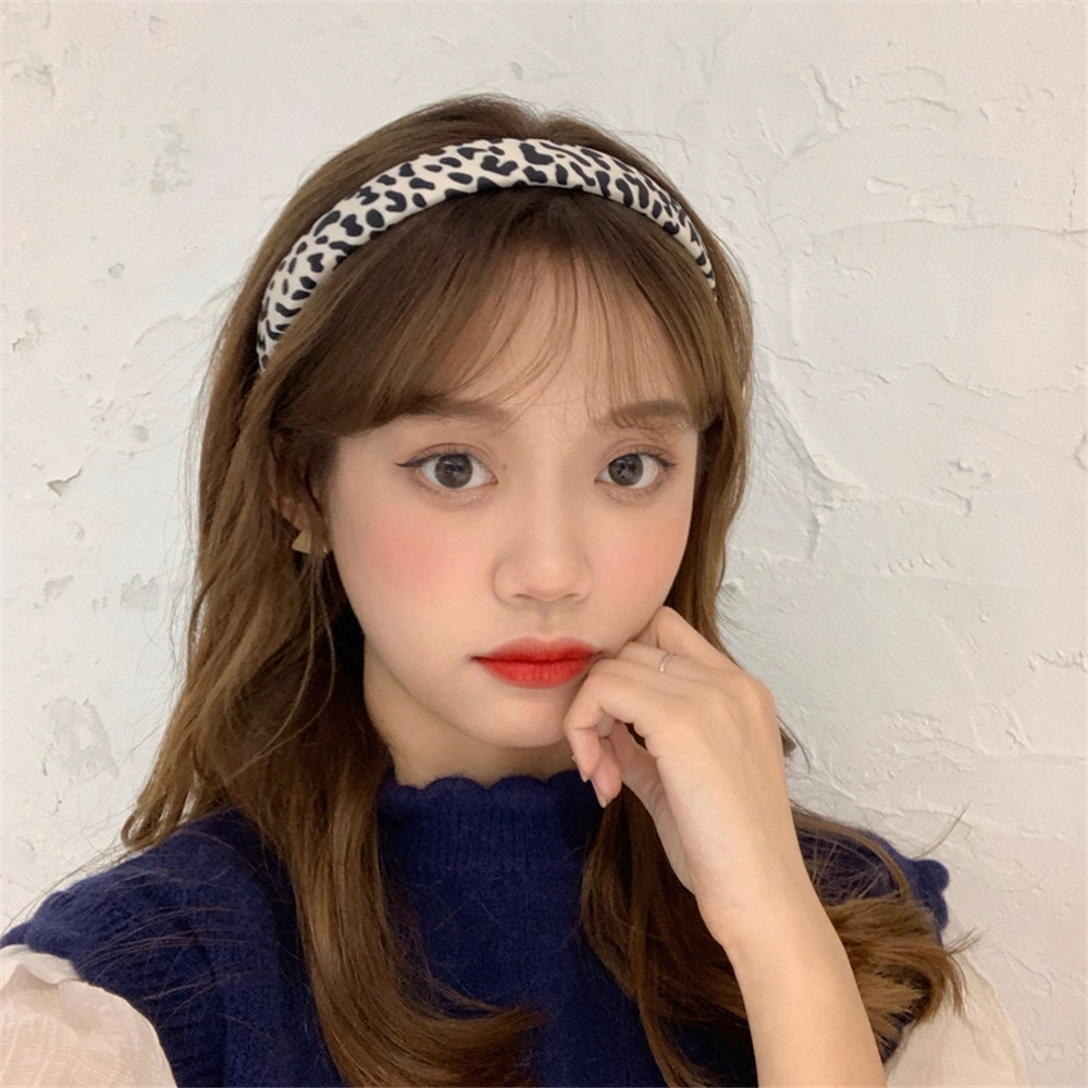 【sweet】woman fashion retro  Leopard Print Hair Band ins wild Headband elastic hair rope accessries