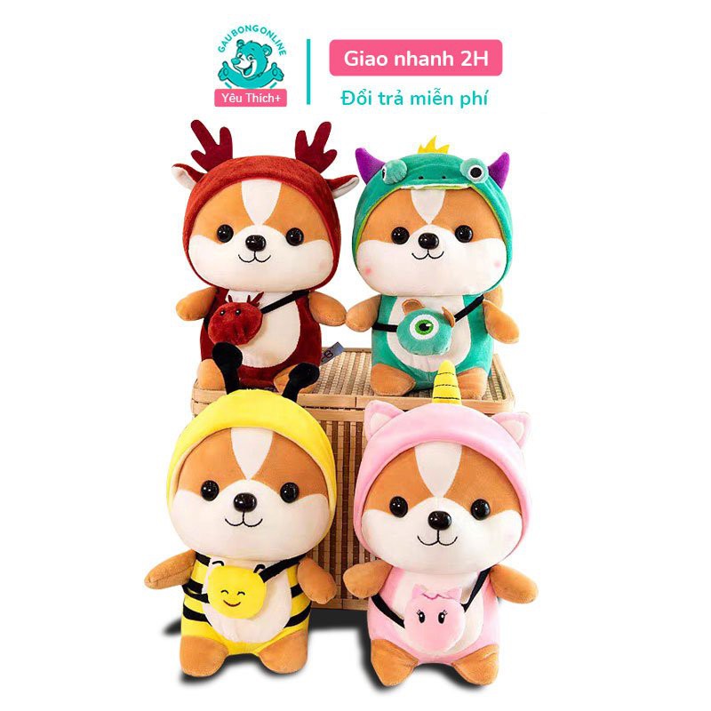 Gấu Bông Chó Shiba Cosplay mềm mịn size nhỏ 25 cm. Hàng cao cấp cho trẻ nhỏ.