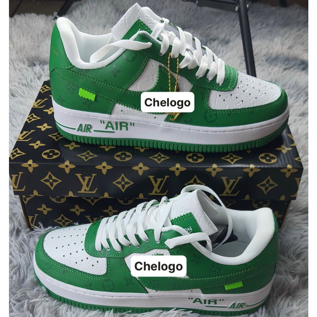 Giày thể thao af1 L.V hai màu xanh lá, xanh da trời siêu hót, giày sneaker l.v xanh lá, xanh da trời