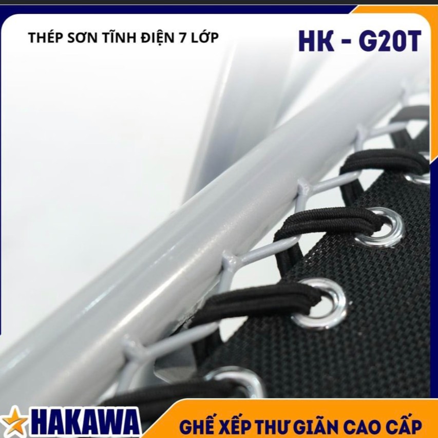 Ghế xếp thư giãn HAKAWA -[Tặng đệm ghế nằm cao cấp, tặng luôn khay đựng ly &amp; gối]-Ghế xếp vải bố có khung thép không gỉ