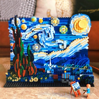 đồ chơi giáo dục Lắp ráp Mô hình DK 3001 Vincent Van GoghThe Starry Night Bức Tranh Đêm Đầy Sao Starry Night 1830pcs
