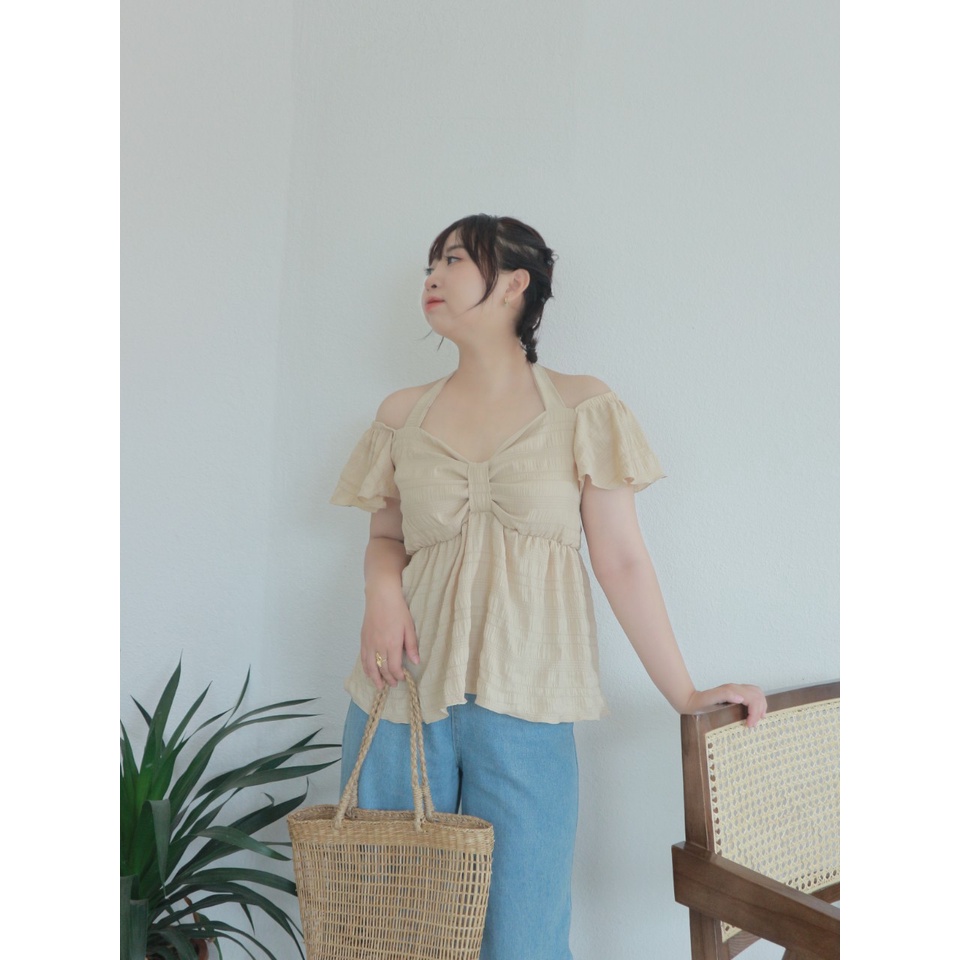 BIGSIZE Áo yếm trễ vai chất đũi 60-80kg Fabulous bigsize