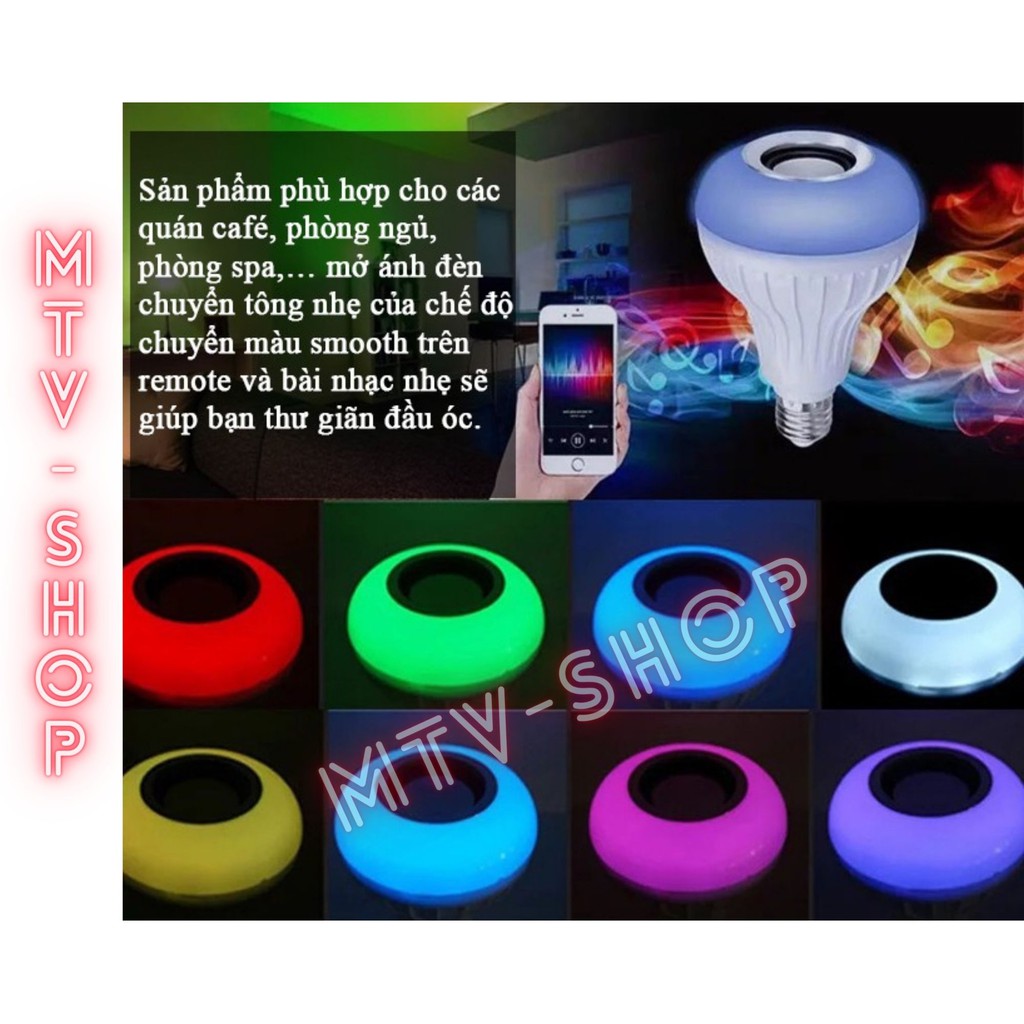 Đèn LED RGB 12W Hiệu Ứng 12 Màu, Tích Hợp Loa Bluetooth + Remote 24 phím
