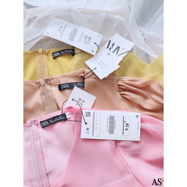 Váy tơ li eo tay bồng ZARA