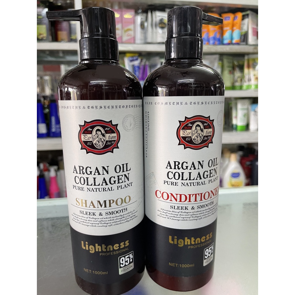 Cặp Dầu Gội Xả Lightness Argan Oil Collagen 1000ml x2