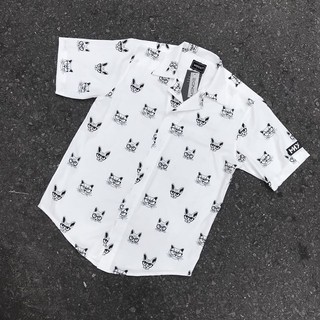 MENDE - The Cat trắng shirt - Áo sơ mi nam tay ngắn