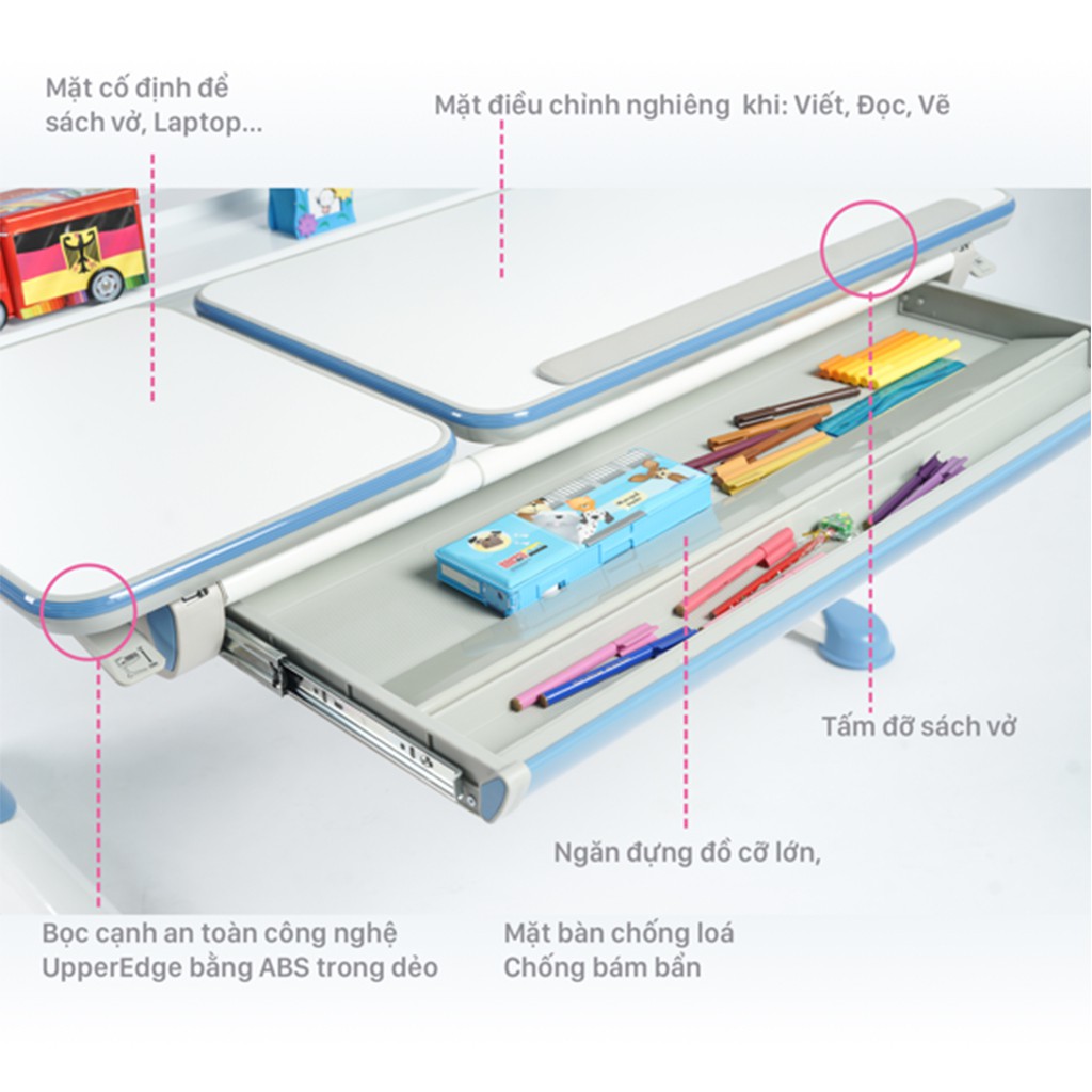 Bàn Học Thông Minh Chống Gù Chống Cận Cao Cấp Hanover D01MD - Chính Hãng D'ergo