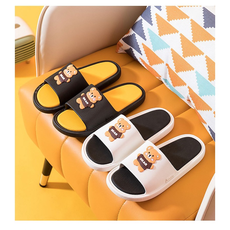 Dép quai ngang nam nữ đi trong nhà Gấu Bear đi êm chân chống nước trơn trượt tốt nhựa eva siêu bền TH-79