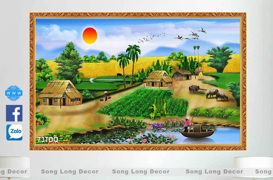Tranh Dán Tường Làng Quê Việt Nam - SL73DQ-Tranh 3d Đồng quê - Song Long Decor