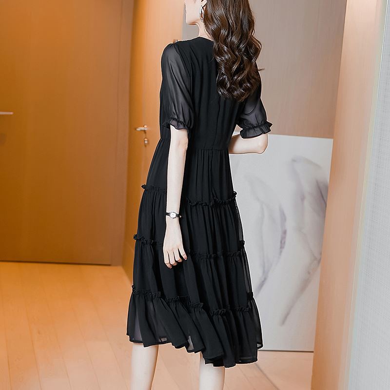 Đen Đầm Chiffon Cổ Chữ v Dáng Ôm Phong Cách Thời Trang Pháp Dành Cho Nữ 2021 | BigBuy360 - bigbuy360.vn