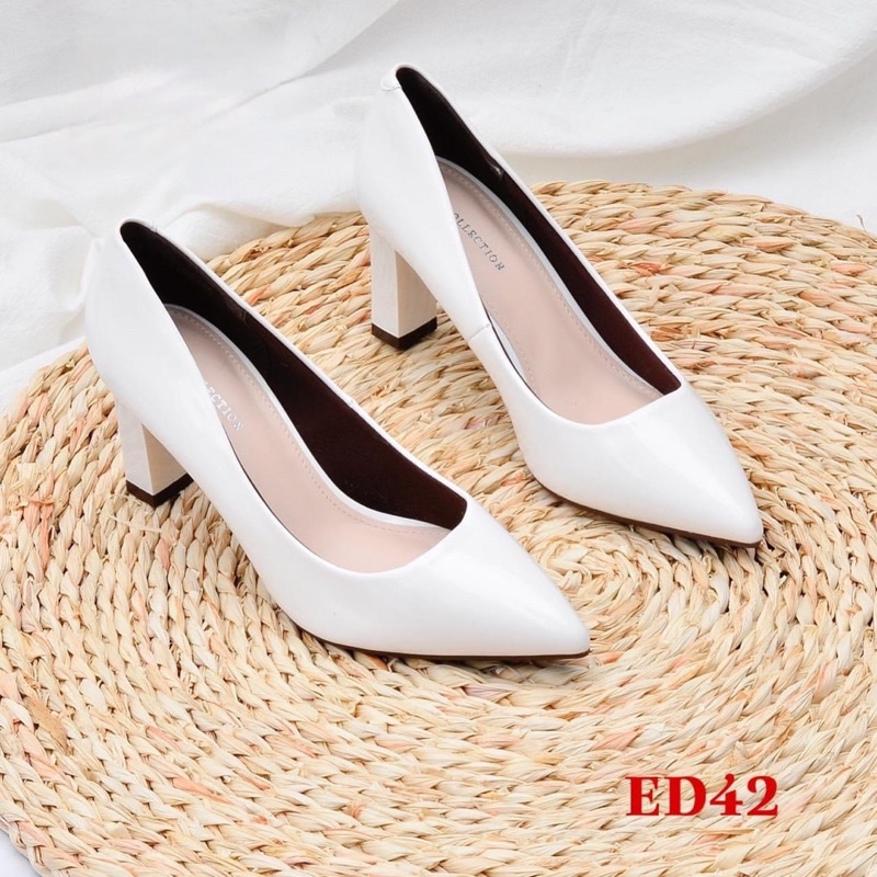 Giày cao gót 7 phân  mũi nhọn gót trụ  Annmodels xi bóng kiểu dáng basic_A026GT
