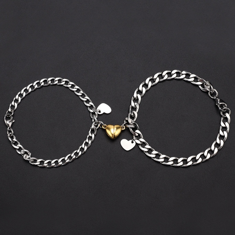 Vòng Tay Nam Châm Bằng Thép Titan Không Gỉ Hình Trái Tim Cho Cặp Đôi