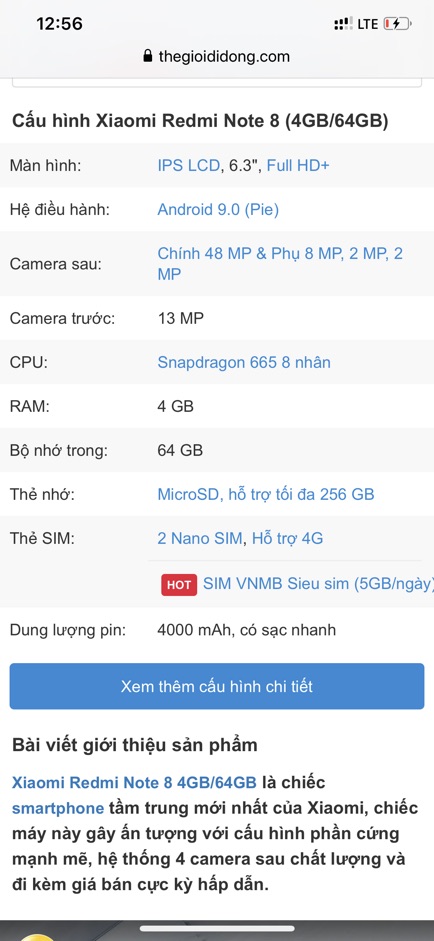 Điện Thoại Xiaomi Redmi Note 8 ( 4GB/64GB ). Hàng cũ đẹp 95-98%. | WebRaoVat - webraovat.net.vn