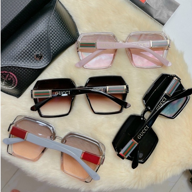 Kính mát nữ Guccci thời trang cao cấp kính râm dáng vuông cá tính tròng Polarized chống va đập chống tia UV