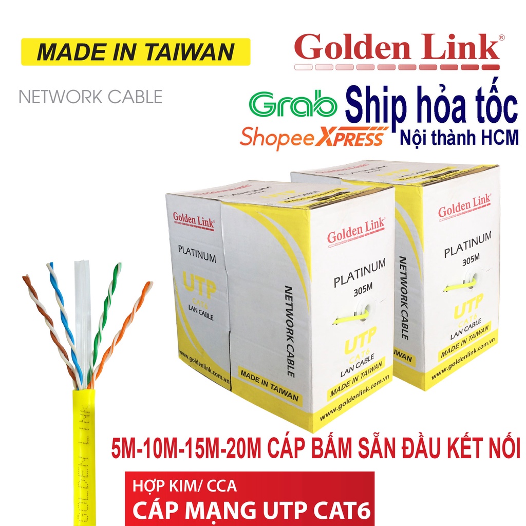 Dây mạng Golden Link CAT6 UTP bấm sẵn 2 đầu dài 5m 10m 15m 20m thumbnail