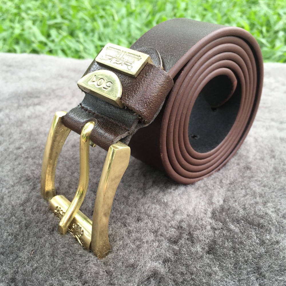 THẮT LƯNG NAM DA BÒ ĐẦU KHÓA ĐỒNG NGUYÊN KHỐI  DLTLKĐLVI01