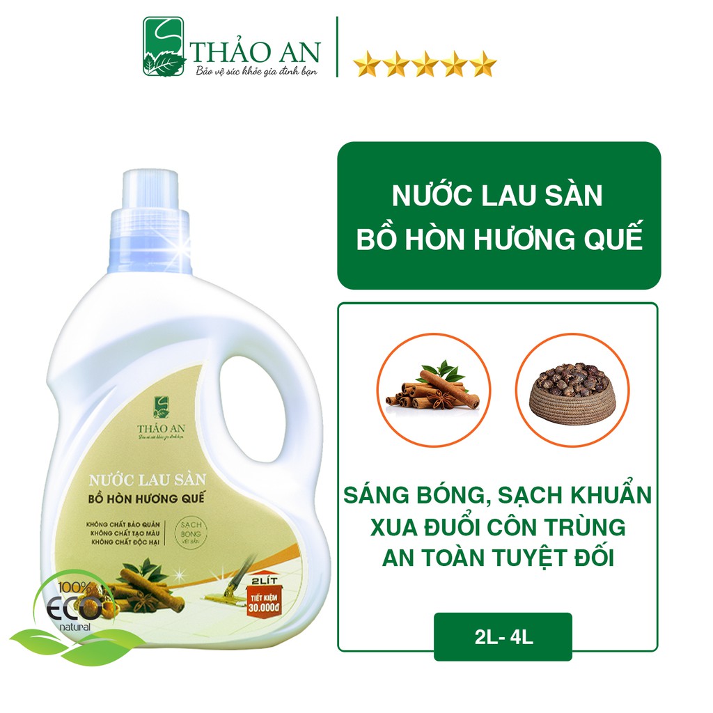 Nước Lau Sàn THẢO AN Hữu Cơ Bồ Hòn Quế, Đuổi Côn Trùng_2lít