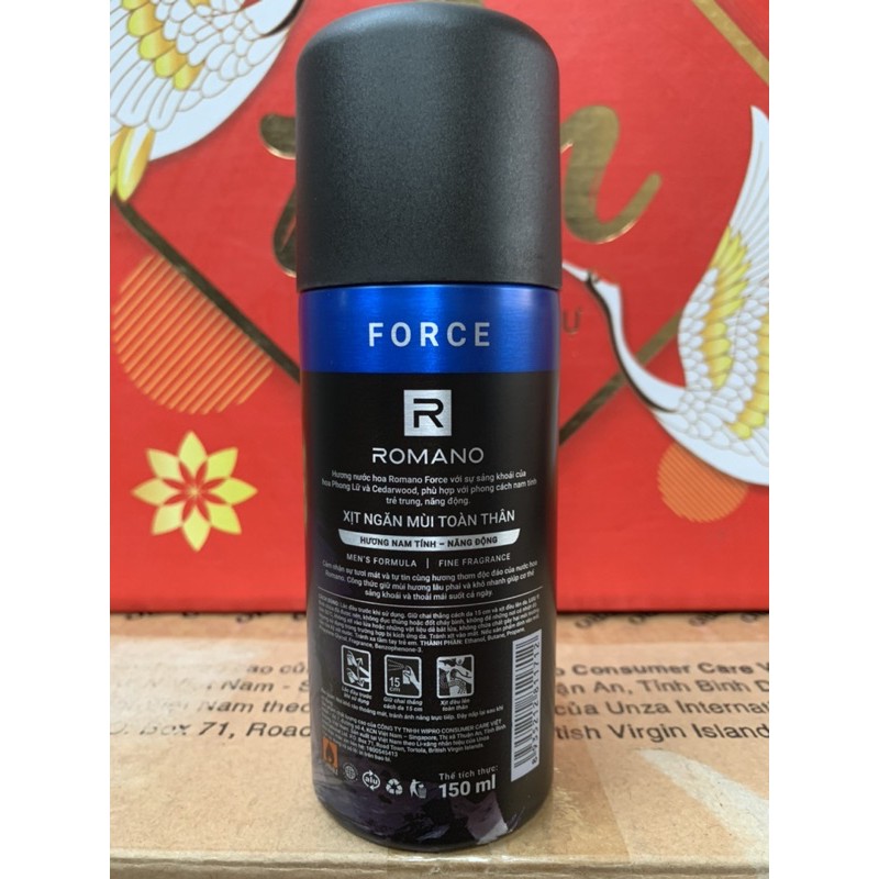 Xịt Toàn Thân Romano Force 150ml (Xanh Dương)