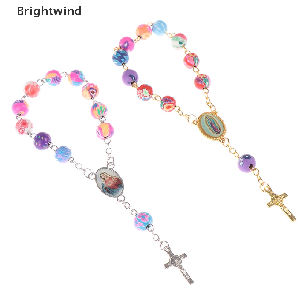 [Brightwind] Rosary Bead Bracelet Catholic Pendant Virgin Mary Christian Religious Jewelry Hot Sell