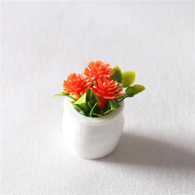 Chậu hoa giả mini xinh xắn nhiều màu sắc dùng trang trí nhà búp bê