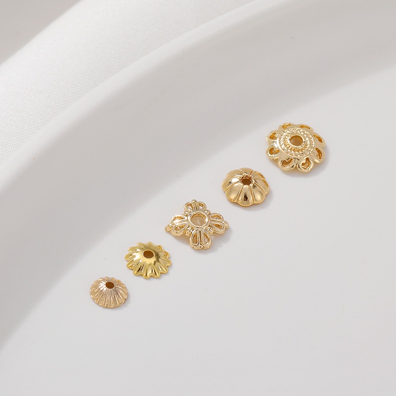 Phụ Kiện Giá Đỡ 14K Hình Bông Hoa/Hình Học Rỗng Màu Vàng Đồng Dùng Làm Đồ Trang Sức/ Vòng Tay/ Vòng Cổ diy