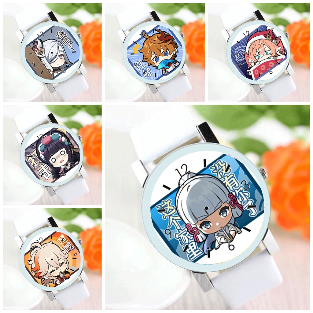 Đồng hồ đeo tay nam nữ in hình GENSHIN IMPACT ver CHỮ NHẬT anime chibi xinh xắn