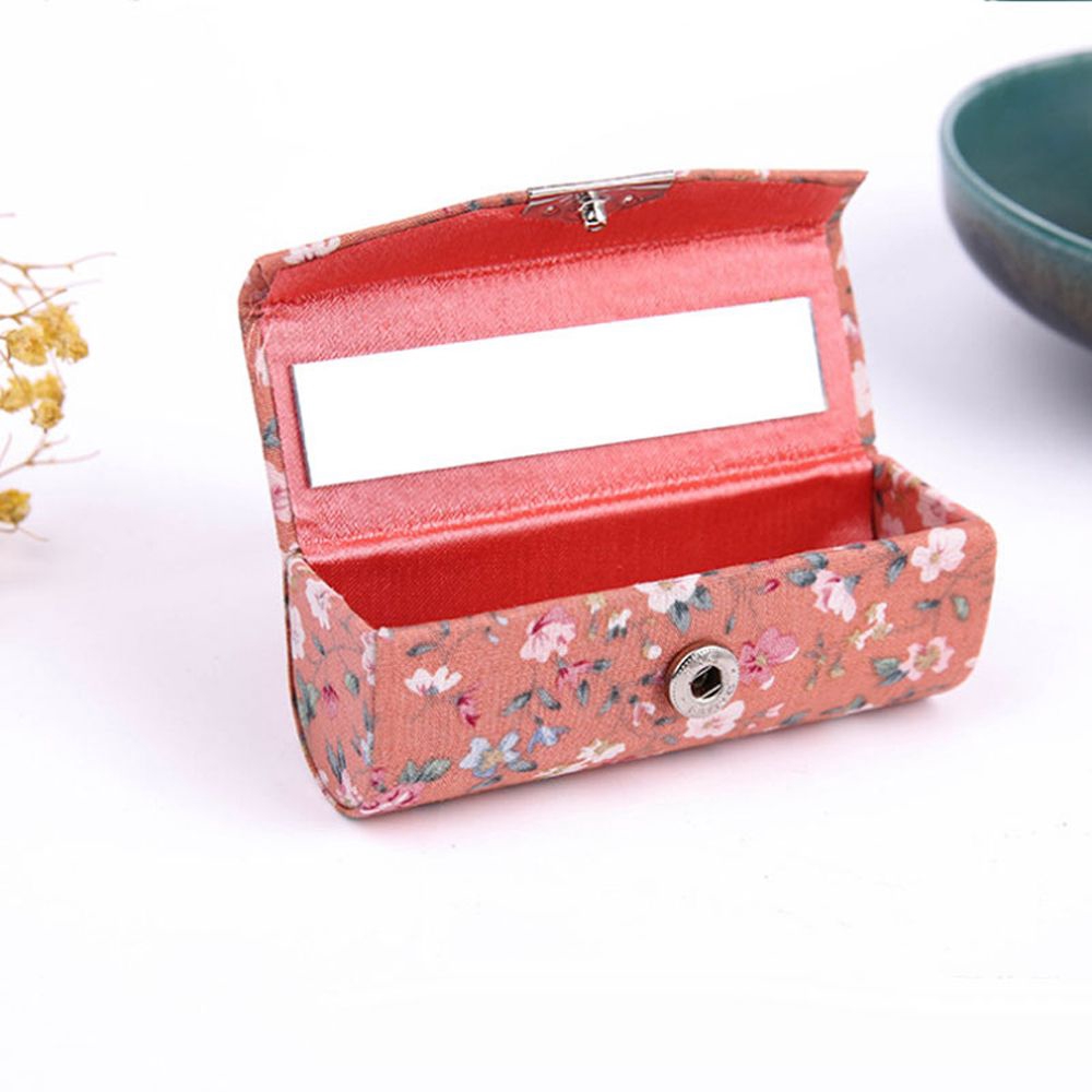 Hộp Đựng Son Môi In Hoa Tích Hợp Gương Trang Điểm Tiện Lợi Cao Cấp