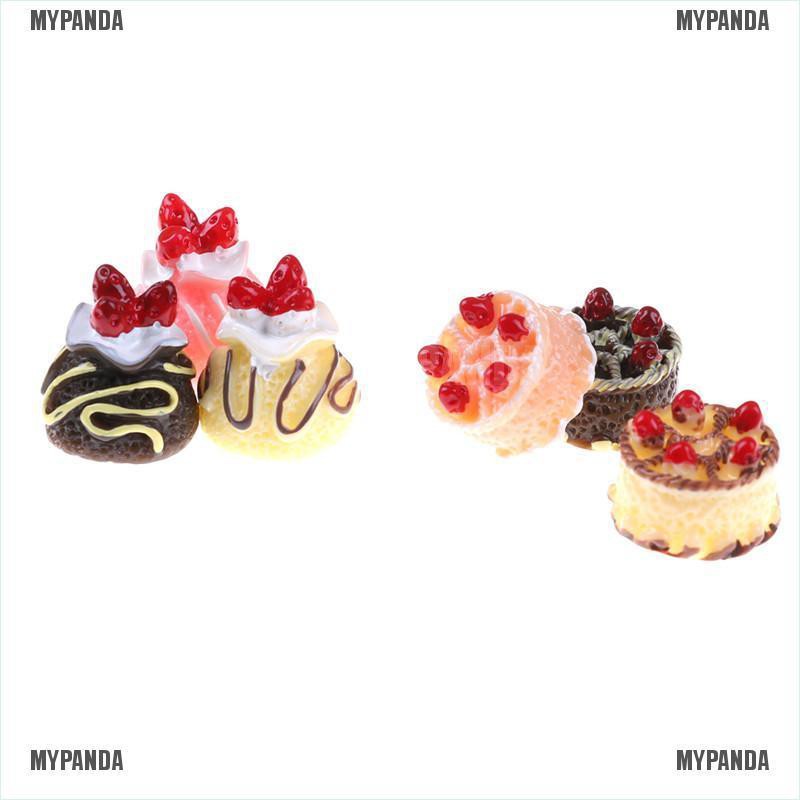 MYPANDA 6pcs Dessert 3D Resin Cream Cakes Miniature food Dollhouse Accessories