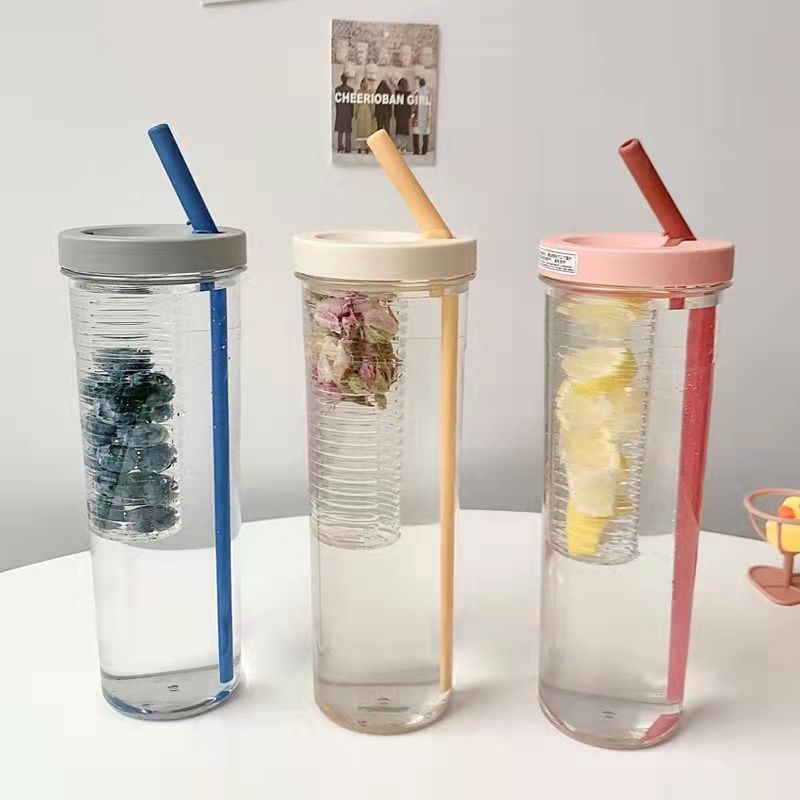 Bình Nước Nhựa 700Ml Có Bộ Lọc Và Ống Hút DIY Thiết Kế Chống Rò Rỉ Kiểu Dáng Thể Thao