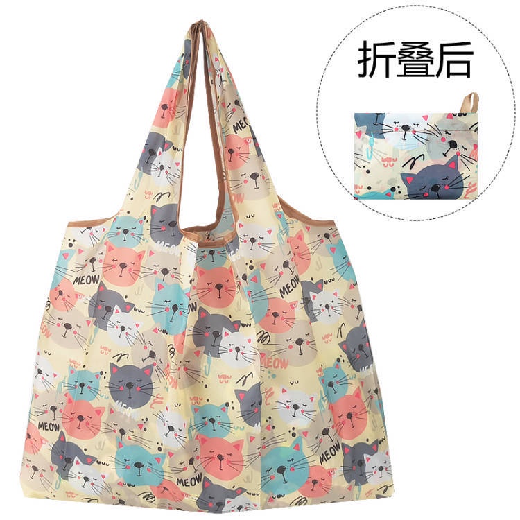 Túi xách mua sắm TAILI gọn nhẹ bằng vải Oxford in hoạt hình thân thiện với môi trường