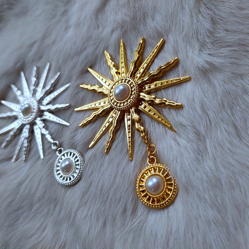 [Nguyên liệu làm trâm] 1 phiến đúc họa tiết mặt trời làm vương miện Lolita 86*64mm