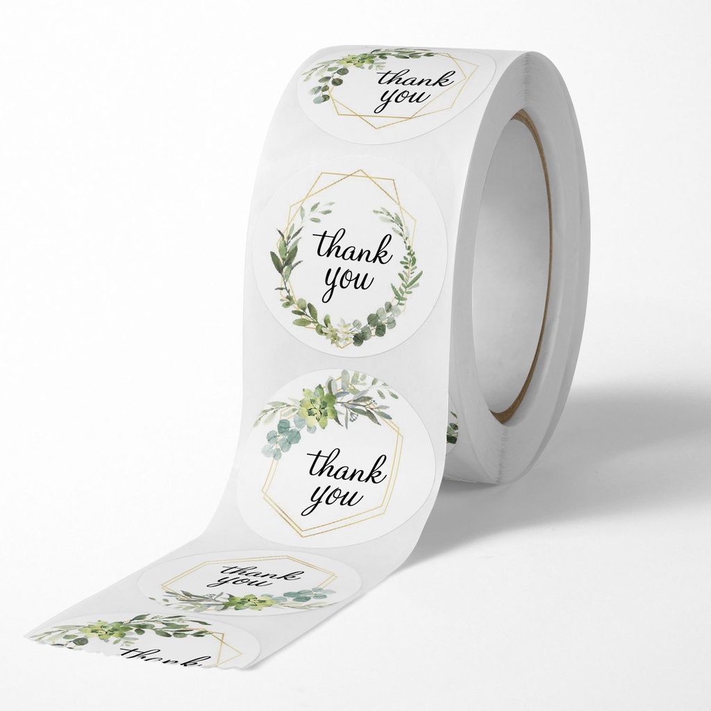 Cuộn 500 stick dán nhãn Thank you sticker cảm ơn decal dán trang trí sổ handmade gói quà STICK024