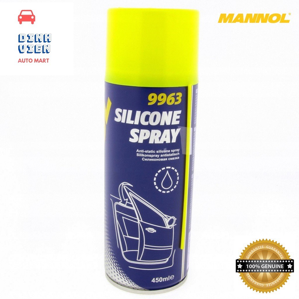 [Cao Cấp] Xịt Silicone Bảo Vệ, Làm Bóng Nội Thất Xe MANNOL 9963 - 450ML Silicone Spray không chứa dầu khoáng và chất béo