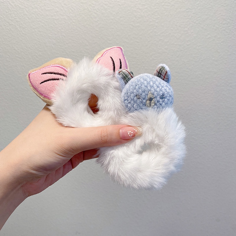 Dây buộc tóc hình thỏ nhồi bông dễ thương phong cách Hàn Quốc