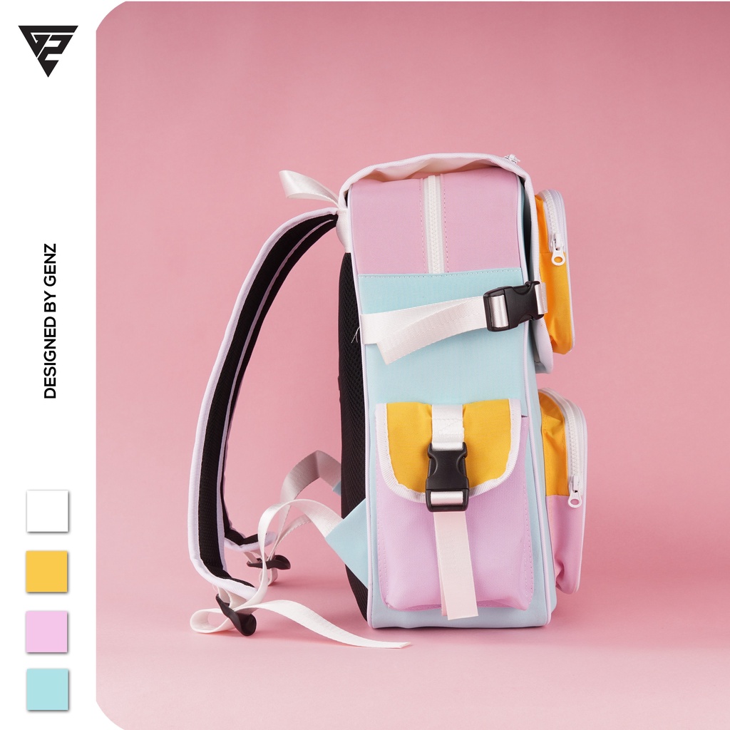 Balo ulzzang GENZ Backpack tone màu pastel trẻ trung