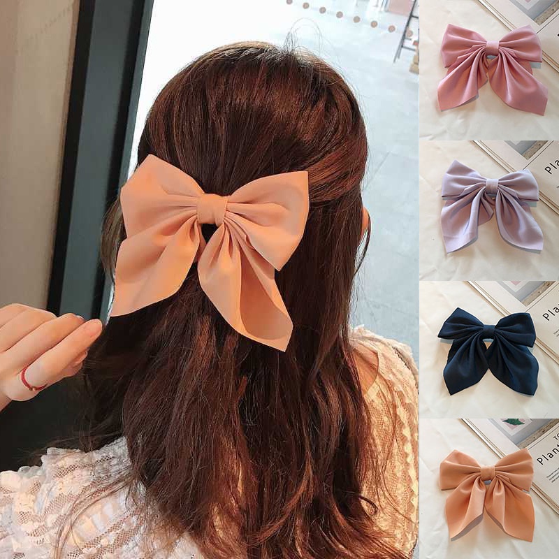 Kẹp Tóc Mỏ Vịt Thắt Nơ Sau Lưng Phong Cách Ins