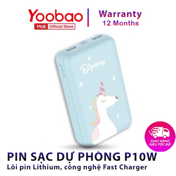 Pin Sạc dự phòng Yoobao mini 10000mAh P10W - Hãng chính hãng