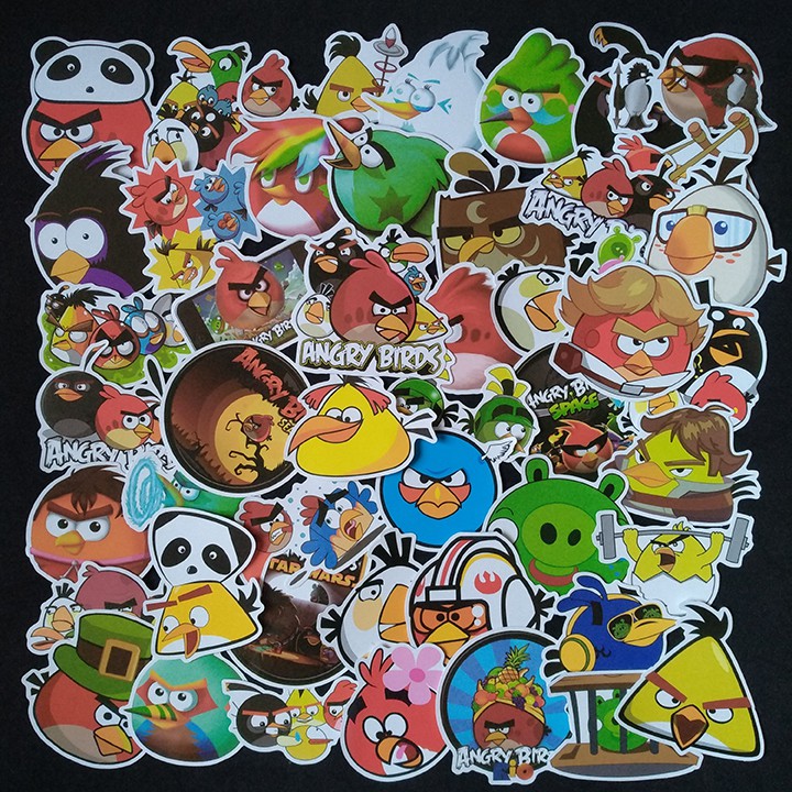 Bộ Sticker dán cao cấp chủ đề ANGRY BIRDS - Dùng dán Xe, dán mũ bảo hiểm, dán Laptop...